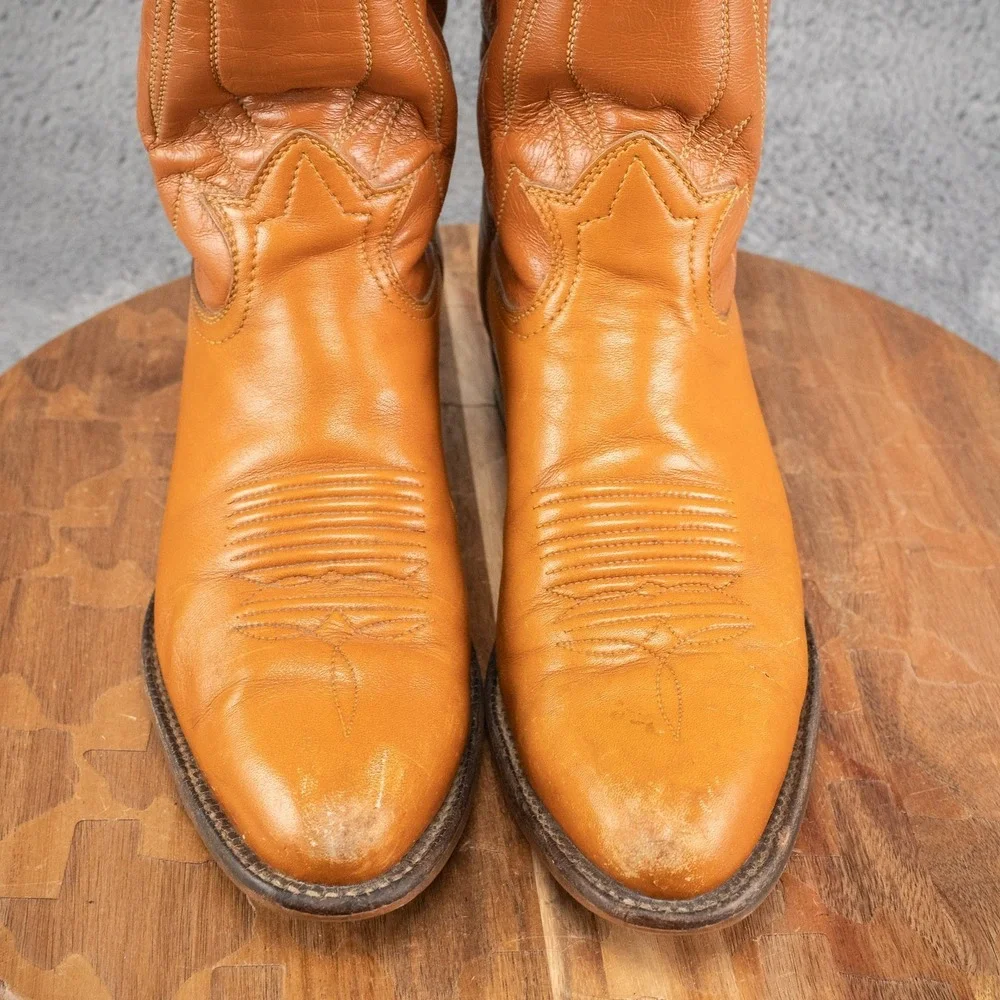 VTG TONY LAMA Boots Pointy Toe Brown‎ Cognac Vintage 6 B